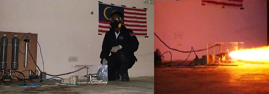 Mohd Izmir Yamin Testing Independence-3's liquid propellant rocket engine.